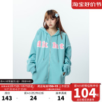 AAXIN 國潮美式彩色字母印花連帽運動衫女秋季情侶寬鬆長袖上衣帽衫