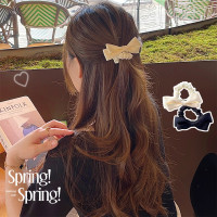 小香风气质蝴蝶结头绳夏季女扎高马尾发绳黑白高级感大肠发圈发饰