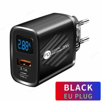 Зарядное устройство PD с цифровым дисплеем, 20 Вт, USB 3,0