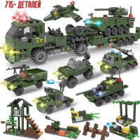 Военный Конструктор 8 В 1 715+ деталей "Военный транспортер" / Конструктор для мальчиков / армия, военная техника, вертолет, штурмовой автомобиль, машинка, бронетехника, джип / Военный / Полиция конструктор