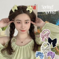 简约蝴蝶结头绳女扎马尾皮筋高弹力耐用丝绒发夹抓夹发圈头饰批发