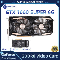 Видеокарта SOYO GeForce GTX 1660 Super 6G, графическая карта NVIDIA GDDR6 GPU для видеоигр, 12 нм, RGB светодиодный PCIE, карточка для майнинга для настольного компьютера