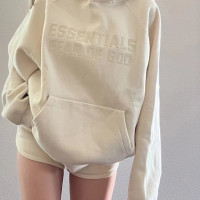 ESSENTIALS FOG複線美式潮牌高街男女情侶裝寬鬆連帽衫加絨衛衣女