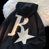 秋冬新款連帽運動衫男女童美式加絨潮流百搭寬鬆外套ins中大童上衣