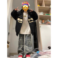 美式高街hiphop連帽運動衫女秋季2023新款寬鬆小眾潮牌ins開衫外套