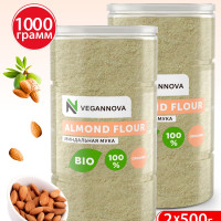 VeganNova Миндальная мука мелкого помола, без глютена, высший сорт, 1кг (2 по 500 г)