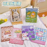 可爱卡通折叠镜ins少女心台式化妆镜日系女生桌面镜子便携随身