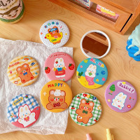 创意迷你单面小圆镜可爱便携芮芮兔化妆镜学生少女心随身梳妆镜