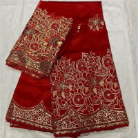 Высокое качество 5 + 2 ярдов африканская кружевная ткань с чистой Кружева блесток и камни вышитые Джордж кружевная ткань для свадьбы