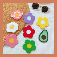 韩版ins风彩色花朵随身镜便携化妆镜子小号可爱创意硅胶小镜子