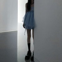 20thmoments 22ss 自制 淺藍色吊帶蓬蓬裙 紗裙不對稱可拆 三件套