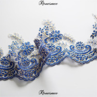 Кружевное платье, сапфировое, голубое, с золотыми контурами, 14,5 см