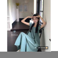 PPHOME藍檸甜心~小眾設計風高級感韓版寬鬆荷葉袖藍色長版洋裝