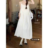 PPHOME純欲甜白~純欲風潮超大擺寬鬆洋裝慵懶風百搭顯瘦吊帶裙
