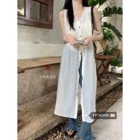 PPHOME淺淺甜欲~設計感小眾無袖洋裝夏季寬鬆A字裙休閒背心長裙