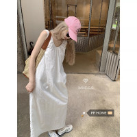 PPHOME花露甜茶~法式高級感V領設計感寬鬆無袖洋裝夏季露背長裙
