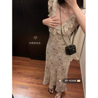 PPHOME甜味莉莉~馥鬱碎花可愛荷葉邊無袖洋裝 夏季薄款防曬開衫