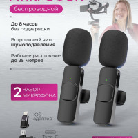 Микрофон петличный Profi Tech Микрофон мини петличный беспроводной, черно-серый