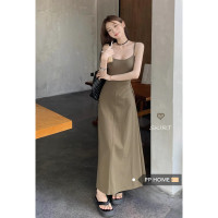 PPHOME青暗遠~法式復古吊帶連衣設計感露背收腰顯瘦顯高高級A字裙