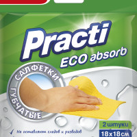 Салфетки губчатые Paclan "Practi ECO absorb" 18 х 18 см, упаковка 2 шт.