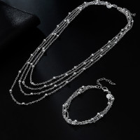 Женский комплект из браслета и ожерелья из серебра 925 пробы