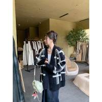 JHXC 今年流行毛衣開衫外套女2023秋季新款慵懶風寬鬆V領針織上衣