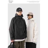 HETYY美式潮牌春季新款簡約純色山系衝鋒衣情侶休閒夾克外套