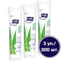 Ватные диски bella cotton care с экстрактом алоэ, 3 уп. х 100 шт./ 300 шт.