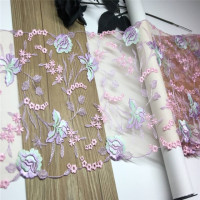 Неоновая вышитая Тюлевая кружевная отделка для платья «сделай сам», швейное ремесло, красочная мягкая сетчатая ткань для иглой