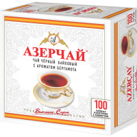 Чай в пакетиках черный Азерчай с бергамотом, 100 шт