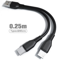 Кабель ANMONE 2 в 1 USB Type-C Micro USB C, разветвитель, зарядный кабель для двух устройств USB C, зарядный кабель для 2 зарядных устройств Micro мобильный телефон