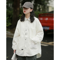 cityboy日系復古工裝不規則大口袋襯衫女學院風情侶休閒襯衣薄款