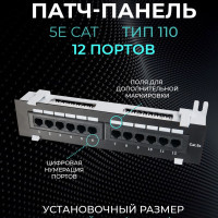 Патч-панель TWIST 1U 12 портов RJ-45 Настенная Cat.5e