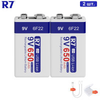 Аккумулятор Крона 9V 650mAh 6f22 1-16шт+ кейс