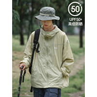 ROCKYABLE夏季戶外防水連帽衝鋒衣情侶運動UPF50+防曬衣外套男潮
