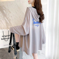 2023夏季韓版薄款中長版連帽防曬服外套女新款洋派寬鬆慵懶風上衣