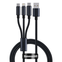 Кабель USB Baseus 3 в 1 кабель типа C для Samsung Xiaomi Mi 9 Huawei кабель для iPhone 13 12 11 зарядное устройство для телефона Micro USB кабель для передачи данных