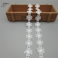 Новинка, 2 ярда, цветные Изящные цветы, ромашки, Полиэстеровая кружевная отделка, вышитая кружевная лента для шитья, рукоделия, свадьбы, «сделай сам»