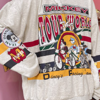 童趣古著日系復古純棉圓領厚棉T2023年春季寬鬆減齡卡通可愛情侶