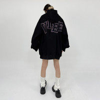 姝姬2023年青春流行字母刺繡設計寬鬆型連帽運動衫女生休閒百搭上衣
