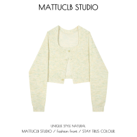 MATTUCLB STUDIO 短款小開衫女春秋薄款長袖顯瘦外穿方領針織上衣