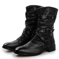 Мужские кожаные ботинки, черные байкерские ботинки в стиле панк-рок, высокие мужские и женские ботинки, размер 38-48
