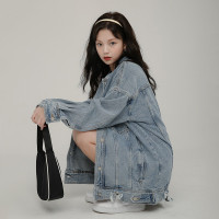 早春季2023年新款短女裝外套秋棒球服美式風街頭小眾小個子牛仔爆