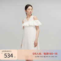 SUD薇光什集 一衣多穿/立體花朵 高克重全棉小白裙A字無袖洋裝
