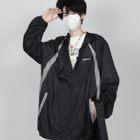 包醬鋪 美式復古機能風戶外速乾防曬衣外套薄拼接連帽衝鋒衣夏季