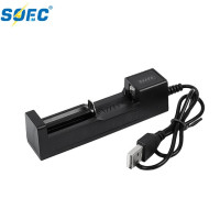 SOEC Универсальное зарядное устройство USB с 1 слотом, зарядное устройство, перезаряжаемое литиевое зарядное устройство для 18650 18500 14500