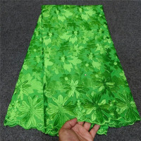 Швейцарская Ткань 5 ярдов, новинка 2023, тяжелая вышивка бисером, африканская вуаль из 100% хлопка, кружево, популярный Дубайский стиль для свадебной вечеринки L52