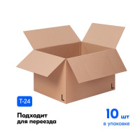 Коробка картонная, размер L+ (600 х 400 х 400) Гофрокороб (Т-24),10 шт