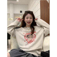 【現貨】im向 長島初秋 卡通印花薄款毛圈厚T恤女寬鬆套頭長袖上衣