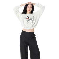 【ROWE心碎】設計感小眾斑點狗印花圓領厚棉T辣妹風短款套頭上衣秋